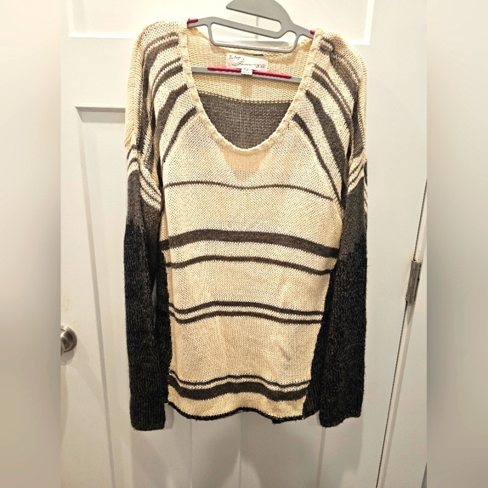 Vintage Havana Striped Knit Sweater Women’s Medium Scoop Neck Cotton Blend